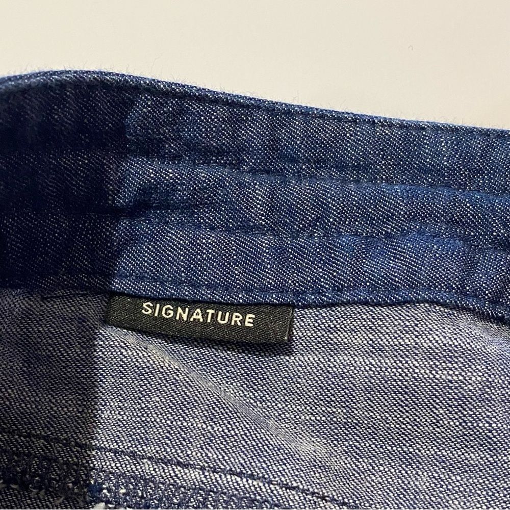 Talbots Petites Signature Rolled Cuff Blue Chambray Denim Ankle Pants Size 4P - Picture 6 of 16